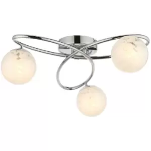 image of Endon - Maye 3 Light Multi Arm Glass Semi Flush Ceiling Lamp Chrome