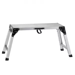 Image of VEVOR Adjustable Work Platform, 330 lbs Load Capacity, Folding Aluminum Drywall Stool Ladder, Non-Slip Work Bench w/ Portable Handle, Heavy Duty for W