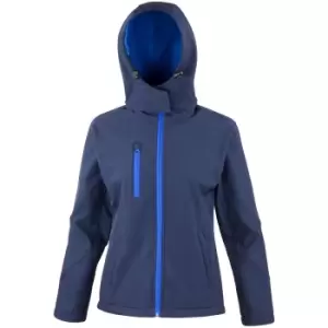 image of Result Core Womens/Ladies Lite Hooded Softshell Jacket (L) (Navy/Royal)