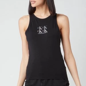 Image of Calvin Klein Jeans Womens Shine Logo Racer Back Top - CK Black - S