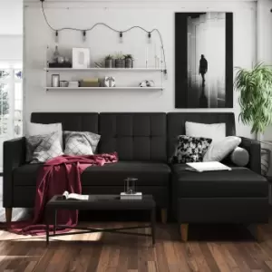 Image of Hartford Faux Leather Storage Sofa Bed Black Black