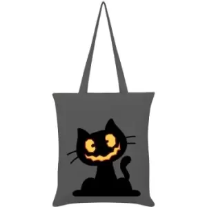 image of Grindstore Pumpkin Kitten Tote Bag (One Size) (Grey) - Grey