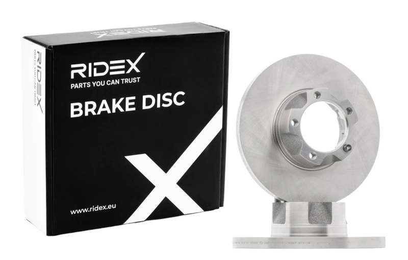 Image of RIDEX 82B0992 Brake disc Front Axle, solid, Cast Iron, Uncoated, Untreated, without bolts/screws Cast Iron Brake Disc (82)