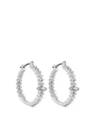 Image of Lipsy Silver Marquise Stone Detail Hoop, Silver, Women