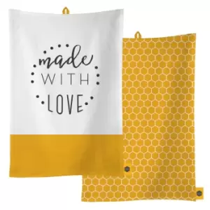 image of Kitchen Pantry Tea Towels, Set of 2, Yellow