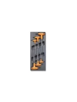 image of Beta Tools T55 6pc Torx Driver w/ Handles Set Hard Tray for Roller Cabs T10-30