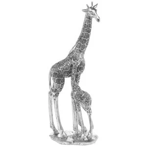 image of Soft Silver Giraffe Mum & Baby Ornament