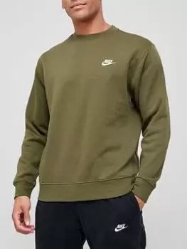 Image of Nike Club Fleece Crew Sweat - Green Size M Men