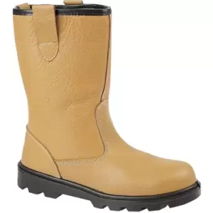 Image of Grafters Mens Leather Safety Rigger Treaded Sole Toe Cap Boots (11 UK) (Tan) - Tan