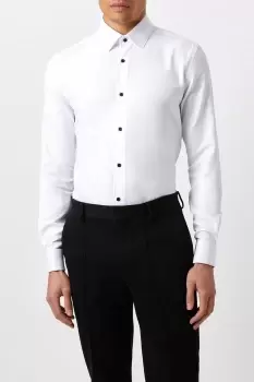 Image of Mens White Slim Fit Double Cuff Dress Shirt