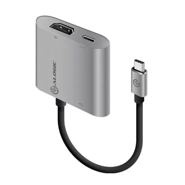 image of ALOGIC USB-C Multi-port Adapter With HDMI 4K/USB 3.0/USB-C With Power Delivery, Space Grey