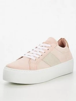 OFFICE Freya Flatform Lace Up Trainer - Pink , Nude, Size 3, Women