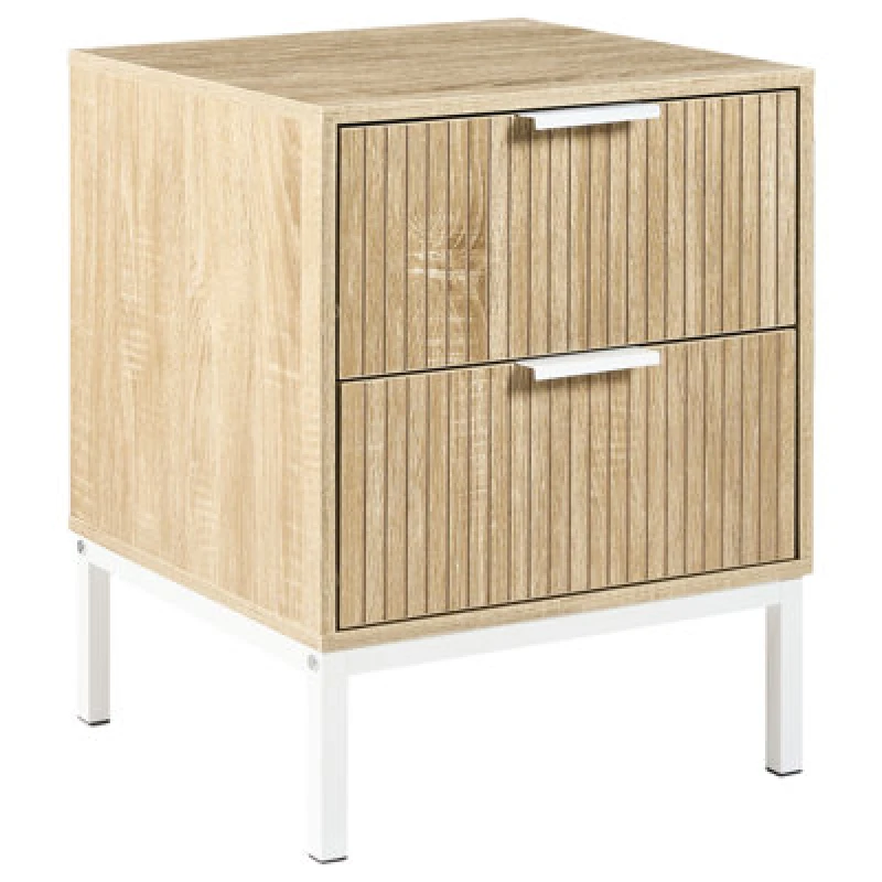 Image of Beliani 2 Drawer Bedside Table Royalla Light Brown