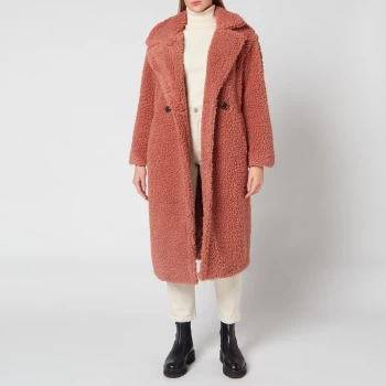 image of UGG Womens Gertrude Long Teddy Coat - Firewood - L