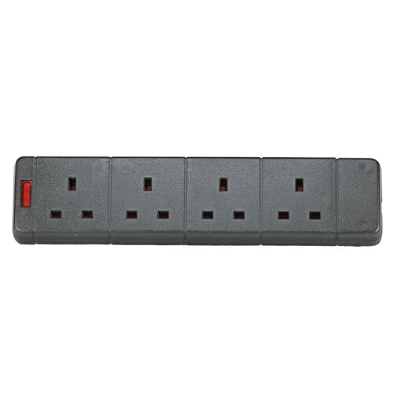 Image of Cablenet Cablenet 4 Way UK Black 13Amp Trailing Extension Rewireable PB4-651B