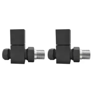 image of Anthracite Square Straight Radiator Valves - For Pipework Which Comes From The Floor