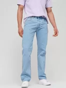 Image of Levis Levis501&reg; Original Straight Fit Jeans - Light Wash, Stone Wash, Size 36, Inside Leg L=34", Men