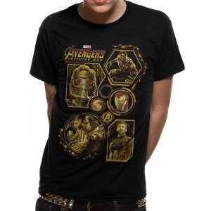 Image of Avengers Infinity War - Block Characters Mens Large T-Shirt - Black