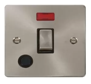 Image of Click Scolmore Define Brushed Steel 1 Gang Double Pole Switch 20A With Black Ingot - FPBS523BK