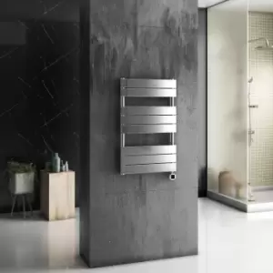 Image of ElectriQ Designer Chrome Flat Panel Towel Rail - 300W with WiFi Thermostat - H800xW500mm - IPX4 Bathroom Safe