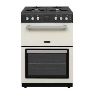 image of Montpellier 60cm Mini Range Cooker, Gas, Double Oven, LED Minute Minder - Cream