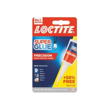 image of Loctite Super Glue Liquid, Precision Bottle 5g + 50% Free