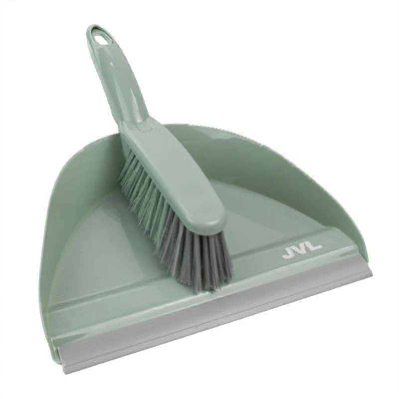 Image of Jvl Dustpan & Brush Set With Flexible Bristles, Green