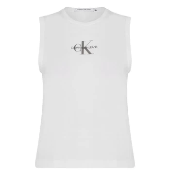 image of Calvin Klein Jeans Mono Logo Tank Top - YAF Bright WHT