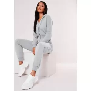 Missguided Hooded Loop Back Jumpsuit - Grey