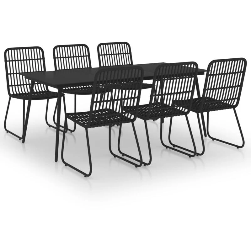 Image of VIDAXL 7 Piece Outdoor Dining Set Poly Rattan and Glass Vidaxl 8720286241691