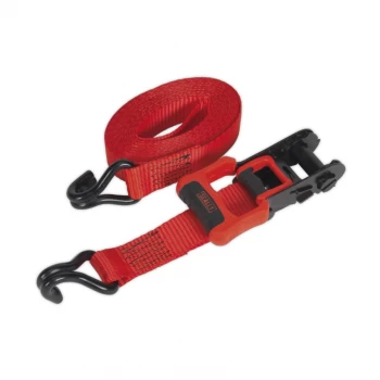 image of Ratchet Tie Down 32MM X 4.9M Polyester Webbing with J Hooks 1200KG Load Test - 2 Pairs