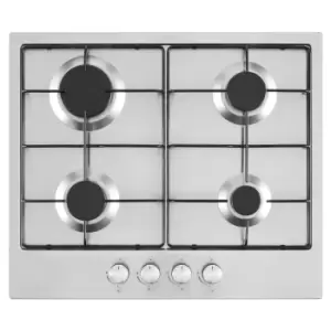 image of Cookology GH601SS 60cm Stainless Steel 4 Burner Gas Hob Enamel Pan Supports