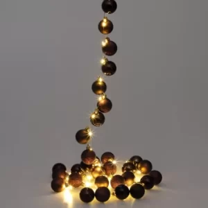 Image of LED String Lights Brown 2m with Christmas Baubles