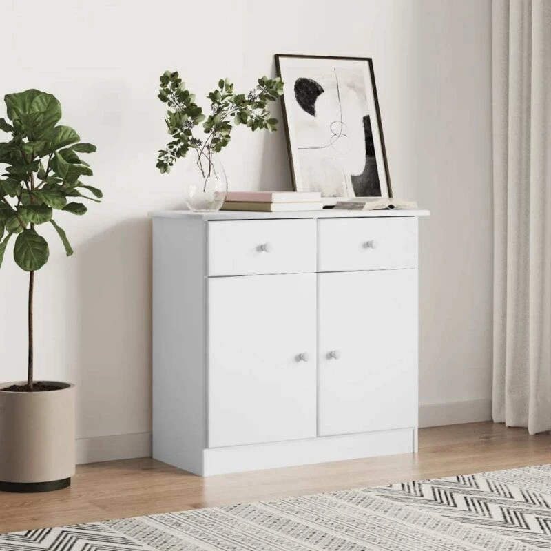 Image of VIDAXL Sideboard alta White 77x35x73cm Solid Wood Pine Vidaxl 8720845886769