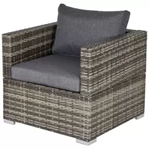 image of Outsunny Single Wicker Furniture Sofa Chair W/ Padded Cushion For Garden Balcony