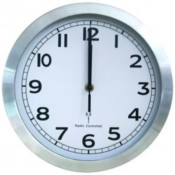 Image of Radio Controlled Wall Clock With Silver Aluminium Case SS0014 DYNSS0014