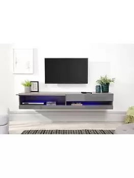 image of Gfw Galicia 180 Cm Floating Wall TV Unit With LED Lights - Fits Up To 80" TV - Grey