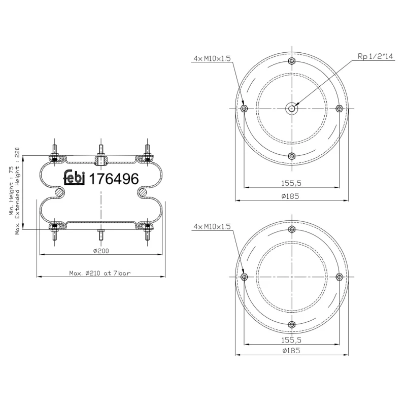 Image of FEBI BILSTEIN 176496 Boot, air suspension Boot,air suspension (324)