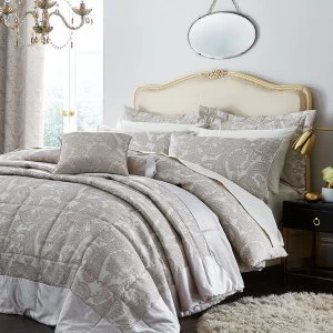 Image of Catherine Lansfield Opulent Jacquard Champagne Bed Set - Double