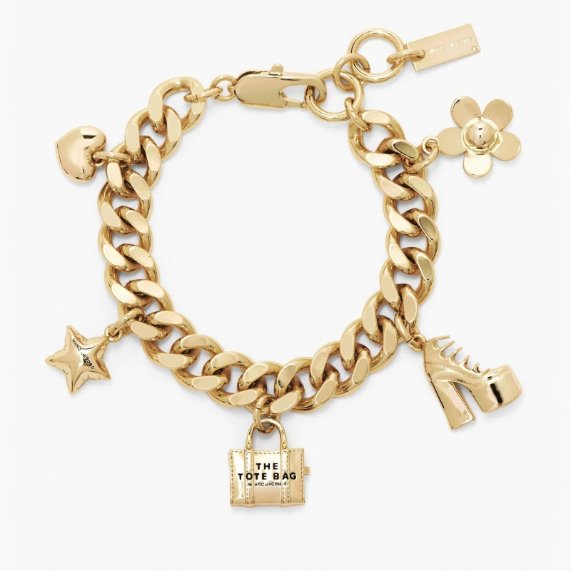 Image of Marc Jacobs Marc Icon Chrm Bclt Antique Gold female One Size