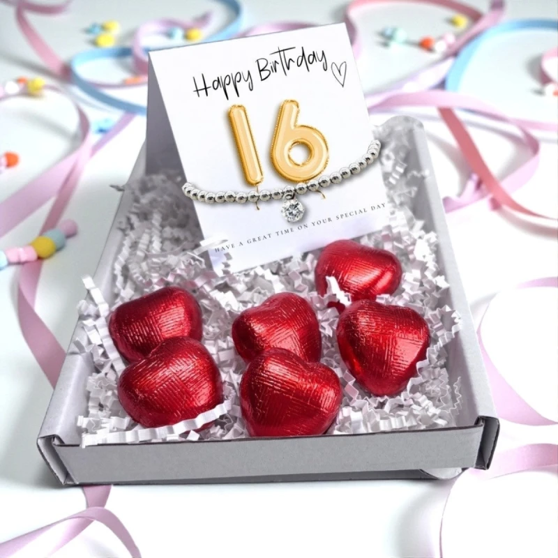 Image of Aye Do Gifts 16th Birthday Cubic Zirconia Bracelet & Gold Balloons Mini Hamper