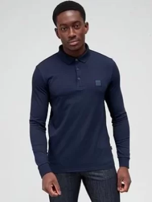 BOSS Passerby Long Sleeve Polo Shirt &ndash; Navy, Dark Blue Size XL Men