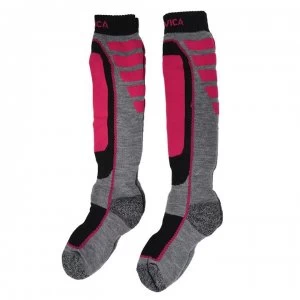 image of Nevica Meribel 2 Pack Ski Socks Juniors - Pink/Grey