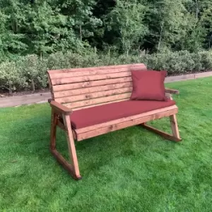 Image of Charles Taylor Three Seater Rocking Bench with Cushions and Cover, Burgundy