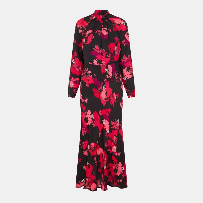 Image of French Connection Womens Chiara Tea Dress Blackout Multi female 8 (XS)