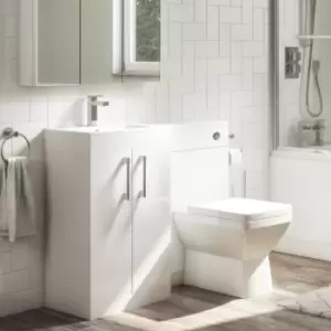 1000mm White Toilet and Sink Unit with Square Toilet- Ashford