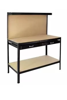 Image of Workbench With Pegboard And Drawer In Black