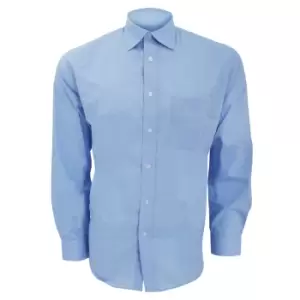 Image of Kustom Kit Mens Long Sleeve Business Shirt (14.5inch) (Light Blue)