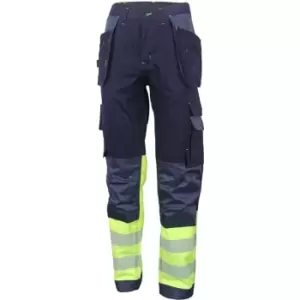 image of Hivis two tone trousers sat yell/nvy 28 - Saturn Yellow / Navy - Saturn Yellow / Navy - Beeswift