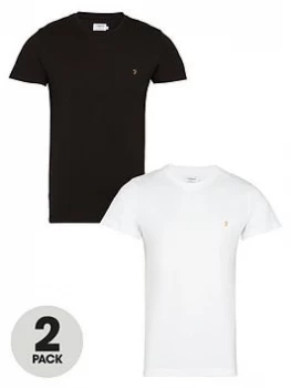 Image of Farah Farris Two Pack T-Shirt - Black, White/Black Size M Men